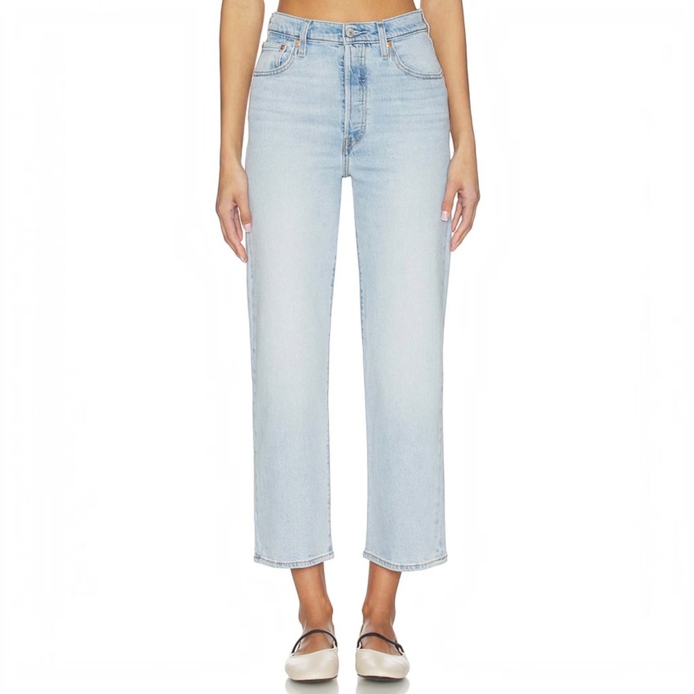 Levis Ribcage Straight Ankle Jeans Light Wash High Rise Button Fly Plus Size 32
